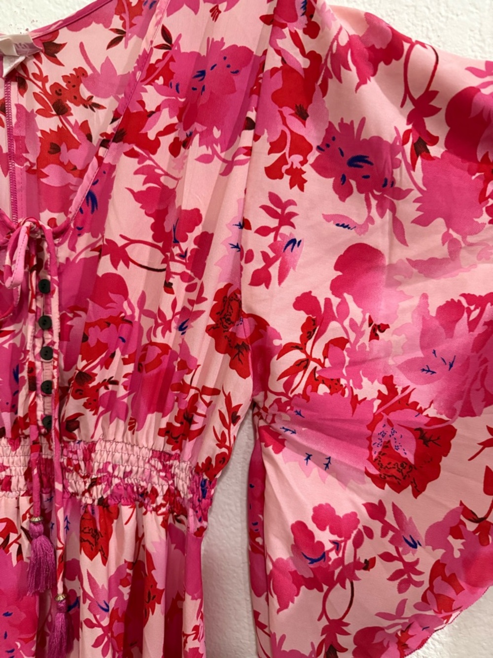 Boemo Anthropologie Boho Red Pink Floral Maxi Dress Extra Large - Picture 5 of 12